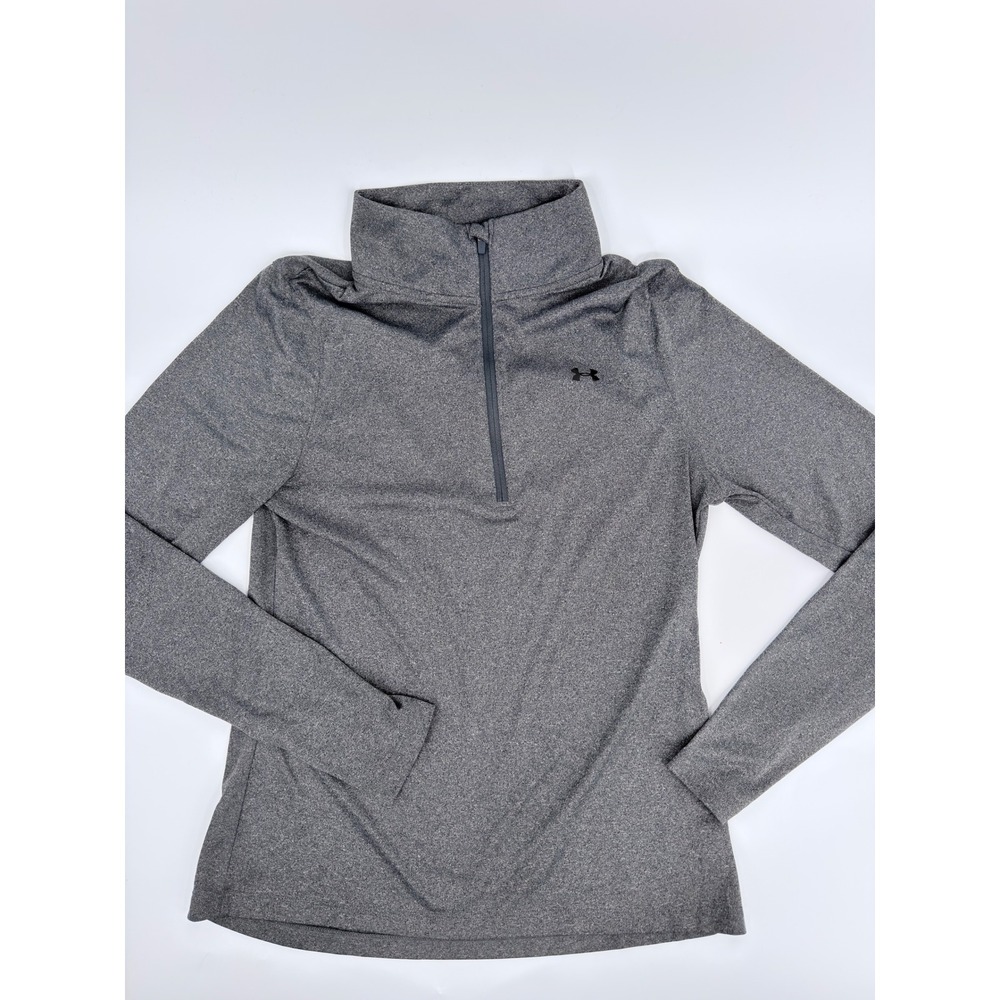 Under Armour Pullover Quarter Zip HeatGear Modern Women Size Medium Heather Gray